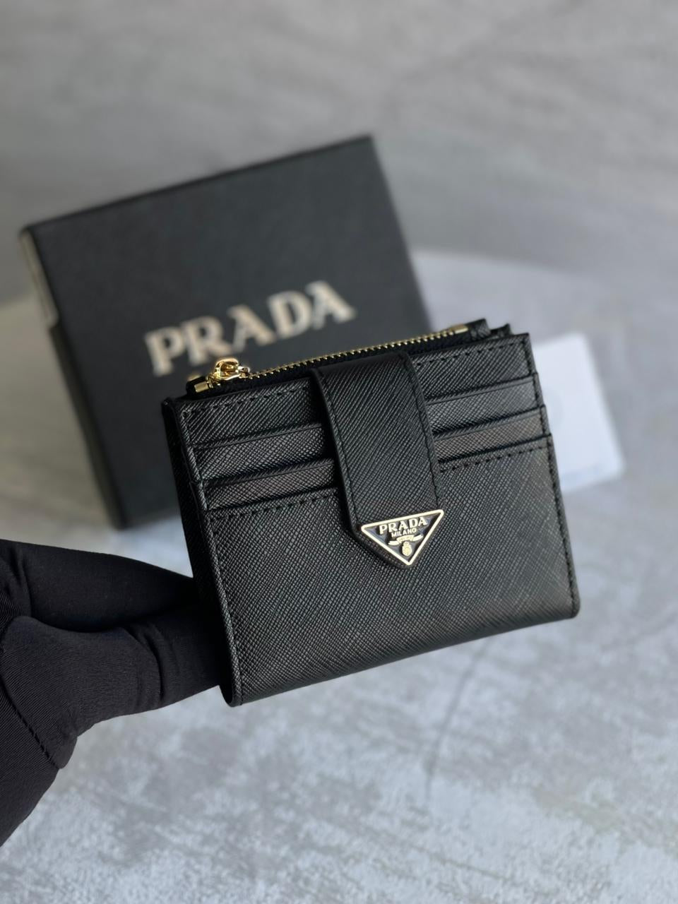 Prada Saffiano Leather Card Holder Wallet in Vivid Pink - Compact & Stylish